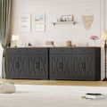 Hiphuta 47"farmhouse Sideboard Storage Cabinets with 4 Doors & 2 Drawers, Coffee Bar with Brown Top for Living Room, White