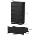 Black Dresser Bedroom Dresser, Tall Wood 5 Drawer Dresser & Chest of Drawers for Closet, Living Room Hallway Kids Bedroom
