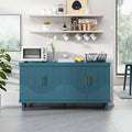 Large 4 - Door Storage Cabinet with Adjustable Shelves, Modern Multi - Room Organizer for Living Room, Kitchen, Bedroom, Hallway - Blue