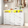 4 - Drawer Black Wood Dresser with LED Lights, Modern Chest of Drawers for Bedroom, Living Room