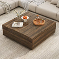 Blotout Square Coffee Table with 2 Large Drawers, 43" Mid Century Modern Coffee Table with Storage, Wood Cocktail Table Center Table with Storage for Living Room, Wood Grain