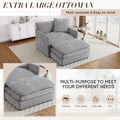 Muumblus Oversized Lounge Chair with Ottoman, Cloud Accent Armchair for Living Room, Beige Chenille