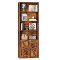 Furmax 1 Piece 4 - Shelf Farmhouse Bookcases 4 - Tier Bookshelf with Adjustable Shelves&Doors, Storage Cabinet for Home Living Room, Kitchen, Office, White