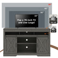 Mayincolor Farmhouse TV Stand for 65+ Inch TV, 34'' Tall Entertainment Center with Sliding Barn Doors, Rustic Wood Media Console Storage Cabinet Television Stand for Living Room, Light Grey