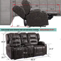 IPKIG Electric Home Theater Seating - Power Recline Chair Loveseat RV Sofa with Console, 67" Double Recliner 2 - Seater RV Couch with Storage/USB Charging/Lighting/Cup Holders for Living Room