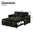 Convertible Sofa Bed, 3 - in - 1 Sleeper Sofa with Pull Out Bed, Sleeper Futon Couch Loveseat with Adjsutable Backrest and Pillows for Living Room, Black