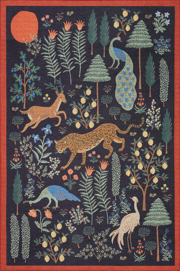 Loloi Rifle Paper Menagerie MEN-01 Rug, Black / 18" x 18" Sample