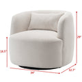 34" Wide Boucle Swivel Barrel Chair, No Assembly Round Upholstered Armchair Accent Chair Single Sofa Chair with Toss Pillow for Living Room and Bedroom, Taupe