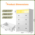 4 - Drawer Black Wood Dresser with LED Lights, Modern Chest of Drawers for Bedroom, Living Room