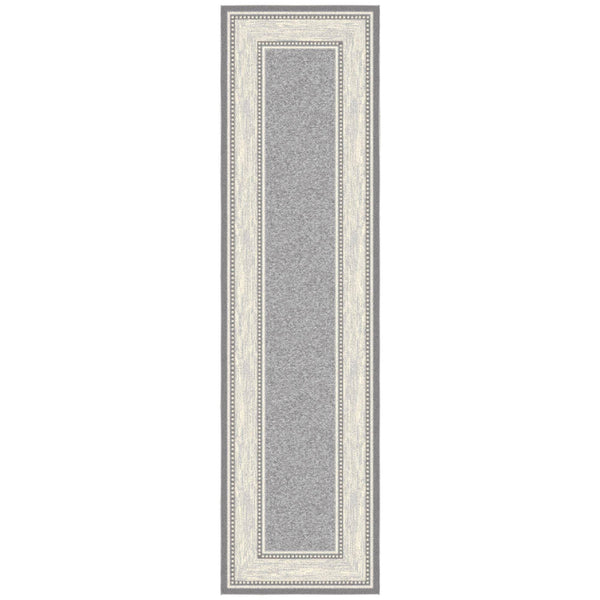 Ottomanson Ottohome Collection Non-Slip Rubberback Bordered Design 3x10 Indoor Runner Rug, 2 ft. 7 in. x 9 ft. 10 in., Gray