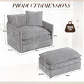 Muumblus Oversized Lounge Chair with Ottoman, Cloud Accent Armchair for Living Room, Beige Chenille