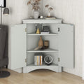 Home Floor Corner Cabinet with Adjustable Shelves and Two Doors, Triangle Bathroom Storage Cabinet, Modern Style Freestanding Floor Cabinet for Kitchen, Living Room and Hall, Oak