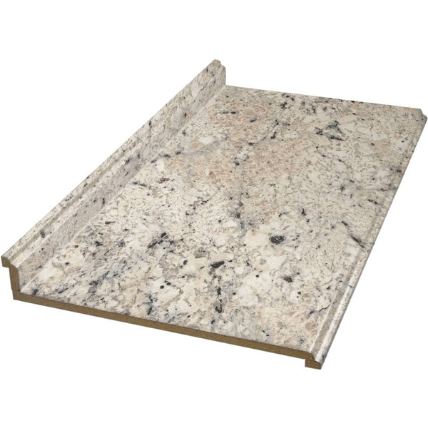 VT Dimensions Formica 72-in x 25.5-in x 3.75-in Ouro Romano- Etchings Straight Laminate Countertop with Integrated Backsplash in Gray | 927746B6