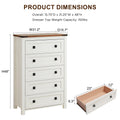 Keywhat Farmhouse 5 Drawer Dresser for Bedroom, Chest of Drawers Wood Organizer for Living Room, Antique White