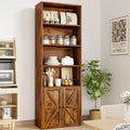 Furmax 1 Piece 4 - Shelf Farmhouse Bookcases 4 - Tier Bookshelf with Adjustable Shelves&Doors, Storage Cabinet for Home Living Room, Kitchen, Office, White