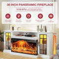 Easoger Fireplace TV Stand for Tvs up to 65", 12 Flame Colors&12 LED Light Colors, TV Console with 3-Sided Glass Fireplace, for Living Room, Gray