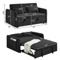 Convertible Sofa Bed, 3 in 1 Sleeper Sofa with 2 Pillows and Adjustable Backrest for Living Room Office, Black