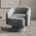Bonzy Home 360° Swivel Barrel Chair, Velvet Accent Armchair for Living Room, Bedroom & Office, Gray