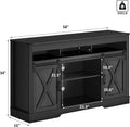 Mayincolor Farmhouse TV Stand for 65+ Inch TV, 34'' Tall Entertainment Center with Sliding Barn Doors, Rustic Wood Media Console Storage Cabinet Television Stand for Living Room, Light Grey