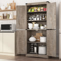 71" Tall Farmhouse Kitchen Pantry Cabinet, 5 Layers Storage Cabinet with Adjustable Shelves, Farmhouse Pantry Cabinet with 4 Barn Doors for Kitchen, Dining Room, Bathroom, Living Room, Rustic White