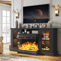 Easoger Fireplace TV Stand for Tvs up to 65", 12 Flame Colors&12 LED Light Colors, TV Console with 3-Sided Glass Fireplace, for Living Room, Gray