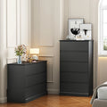 Black Dresser Bedroom Dresser, Tall Wood 5 Drawer Dresser & Chest of Drawers for Closet, Living Room Hallway Kids Bedroom