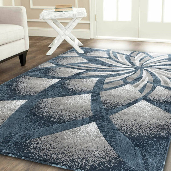 Kimbrel Floral Power Loom Blue/Gray/Ivory Rug Ebern Designs Rug Size: Rectangle 5'2" x 7'2"