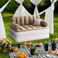 Inflatable Air Sofa Bed 2 - in - 1 Backrest Couch Airbed with Headboard and Pump Convertible Blow up Bed Mattress for Home, Camping, and Guests, Living Room Furniture, Queen Size