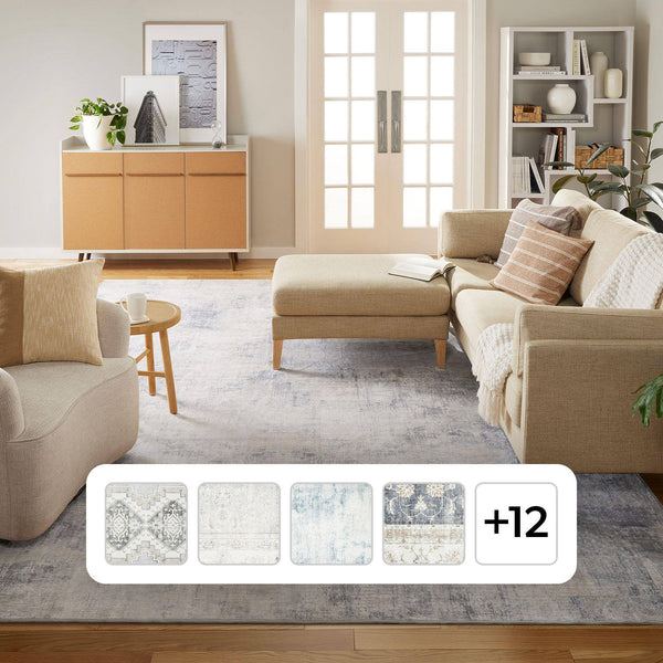 Member's Mark Everwash Washable Accent Rug, 24'x 43'-Ivory/Blue