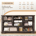 Enhomee Wood Dressers for Bedroom with 9 Drawers White Dresser Chest of Drawers for Living Room