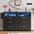 White Dresser for Bedroom, 6 Drawers Dresserwith LED Lights and Charging Station, 47" Wide Bedroom Dresser Chest of Drawers Storage Organizer TV Stand for up to 55" TV for Living Room