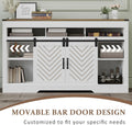 Mayincolor Farmhouse TV Stand for 65+ Inch TV, 34'' Tall Entertainment Center with Sliding Barn Doors, Rustic Wood Media Console Storage Cabinet Television Stand for Living Room, Light Grey