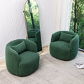 34" Wide Boucle Swivel Barrel Chair, No Assembly Round Upholstered Armchair Accent Chair Single Sofa Chair with Toss Pillow for Living Room and Bedroom, Taupe