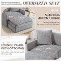 Muumblus Oversized Lounge Chair with Ottoman, Cloud Accent Armchair for Living Room, Beige Chenille