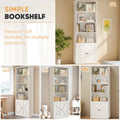 Furmax 1 Piece 4 - Shelf Farmhouse Bookcases 4 - Tier Bookshelf with Adjustable Shelves&Doors, Storage Cabinet for Home Living Room, Kitchen, Office, White